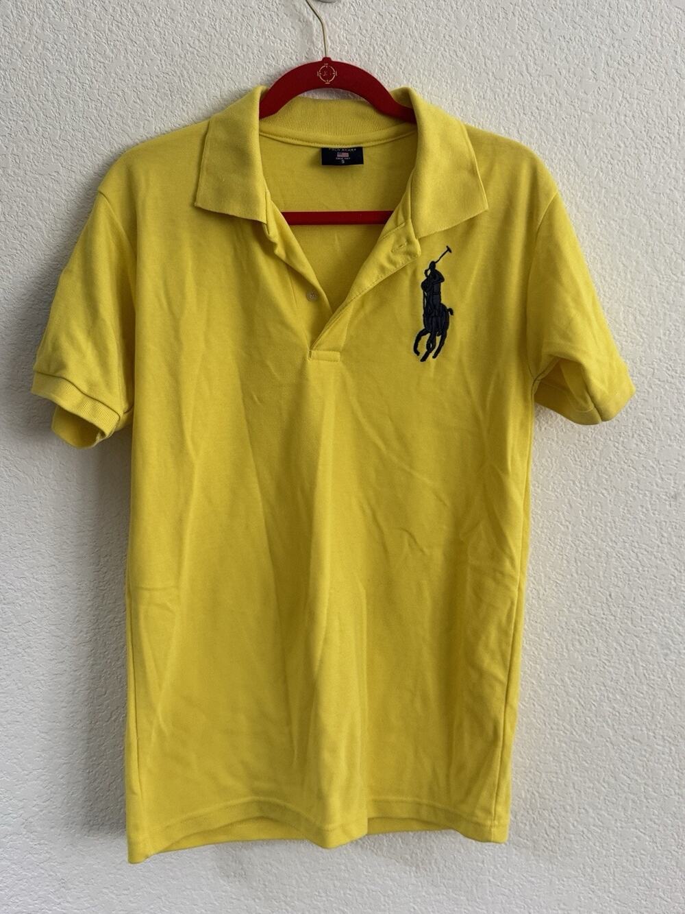 VINTAGE POLO RALPH LAUREN BIG PONY YELLOW POLO SHIRT SMALL